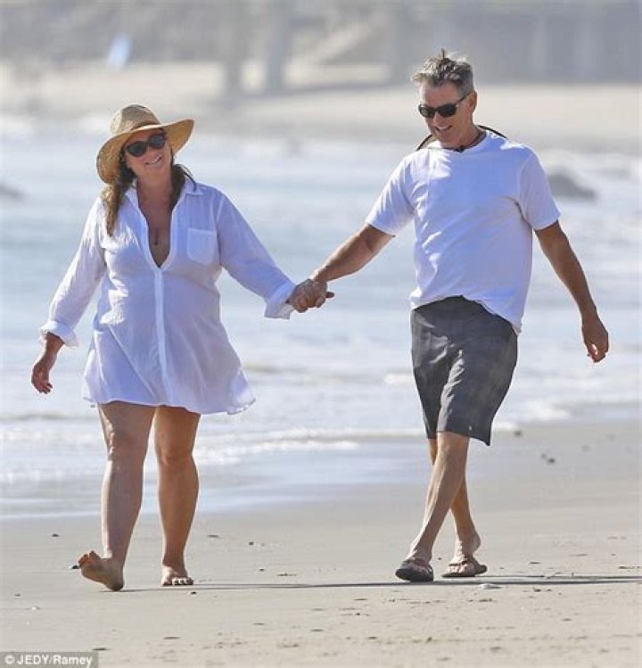 Pierce Brosnan on a beach